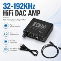 ราคา 192KHz HiFi DAC Amp Digital to Analog Audio Converter RCA 3.5 มม.แจ็คหูฟังเครื่องขยายเสียง Toslink Optical Coaxial เอาต์พุต DAC (50110855858)