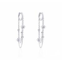 ราคา High Quality Fashion Women Jewelry Geometric Bezel Round Dot CZ Star Charm Tassel Chain Dangle Earring (50150014009)