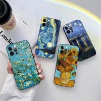ราคา Van Gogh Almond Blossoms Sunflower Starry เคสโทรศัพท์สําหรับ iPhone 16E 16 15 14 13 12 11 Pro Max XR XS 7 8 Plus 13 Mini เคสซิลิโคนสีดํา (50162681458)