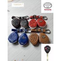 ราคา พร้อมส่ง ปลอกกุญแจหนังแท้รีโมทรถToyota Vigo/ Innova/ Fortuner /Altis/ Camry4ปุ่ม เคสหนังแท้หุ้มรีโมท ซองหนังแท้ใส่กุญแ (15993756979)