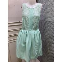 ราคา เดรสสั้นแขนกุดแต่งลูกไม้กระโปรงจับจีบ สีเขียวมิ้นต์ ซิปข้าง มีกระเป๋าข้าง แบรนด์ Zara Trafaluc ไซด์ M อก 31 ยาว 33 นิ้ว (43677617235)
