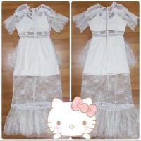 ราคา เดรสลูกไม้ยาวสีขาว ทำบุญ งานแต่ง ไปวัด งานมงคล ป้ายWG (19493504910)