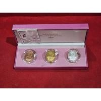 ราคา เหรียญสมเด็จพระปิยมหาราช ร.5 สองหน้า รุ่นแรก ชุด 3 เหรียญ เนื้อเงิน ทองแดง ชุบทอง ขัดเงา บล็อกฮูกานิน สวิส ฯ พ.ศ.2537 (21284875241)