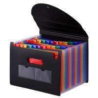 ราคา 24 Pockets Expanding File Folder with Cover Accordian File Organizer A4 Letter Size Document Organizer for Home Office S (25501993403)