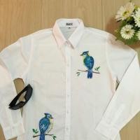 ราคา เสื้อเชิ้ตแขนยาวสีขาวเพ้นท์ลาย (72397548)