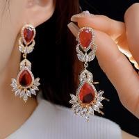 ราคา ต่างหูหยดน้ำสีแดงประดับเพชรห้อยตุ้งติ้งตัวเรือนสีทองงานสวยเล่นไฟดีใส่ได้หลายโอกาส (44100363665)