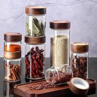 ราคา Kitchen High Borosilicate Glass Sealed Spice Jars With Acacia Wood Lids Miscellaneous Grain Storage Pots Split Bottle Ta (27564066825)
