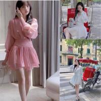 ราคา มินิเดรสสั้นกระดุมหน้าผ้าใยแก้วมีซับใน (25908314585)