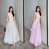 ราคา เดรสยาว ตัวเสื้อเป็นผ้าลูกไม้ทอลายฉลุเสริมฟองน้ำ ตัวกระโปรงเป็นผ้าซีทรูสลับกับผ้าลูกไม้ฉลุมีซับในทั้งชุด (40305473829)