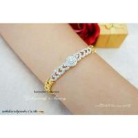 ราคา เลสข้อมือฝังเพชร cz งานหุ้มทอง 5 ไมครอน สวยหรูดูแพง (13413021251)