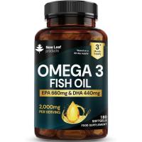 ราคา Omega 3 Softgels 660mg EPA & 440mg DHA 2000mg 180 Softgel Omega 3 Oil Capsules สําหรับน้ํามัน ply 3 เดือน Omega 3 s (52414437953)