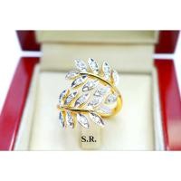 ราคา S.R. แหวนทองใบมะกอก แหวนเพชร เม็ดละ 0.03 กะรัต เพชรน้ำ100 ขาวสวยไฟดี พร้อมใบรับรองสินค้า เคลือบทองคำแท้100% (27624355033)