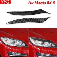 ราคา For Mazda RX-8 RX8 2009-2012 Carbon Fiber Front Headlight Eyelid Eyebrow Cover Trim Sticker Car Acc (52513317706)
