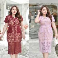 ราคา เดรสสาวอวบ ชุดลูกไม้ออกงานไซส์ใหญ่ ลูกไม้ใบเฟริน สวยมาก อก40-48 , 3XL-7XL Peppermint_Plussize (688) (27074198446)