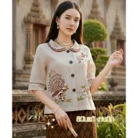 ราคา เสื้อลินิน เสื้อคอปก เสื้อผู้ใหญ่ เสื้อลินินลายปัก (51755781038)