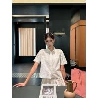 ราคา เสื้อเชิ้ตลายฉลุลูกไม้สีขาวแขนสั้น (53709303009)