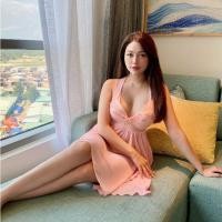 ราคา ชุดนอนเซ็กซี่ผ้าชีฟองสีชมพูพร้อมแผ่นรองและกางเกงชั้นในชุดอยู่บ้านเซ็กซี่เย้ายวน (46360657069)