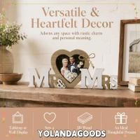 ราคา YOLANDAGOODS1 งานแต่งงานโต๊ะป้ายตัวอักษรตกแต่ง,กรอบรูปไม้ MR & MRS กรอบรูปหัวใจไม้,รูปหัวใจใส่ภาพสล็อตชนบทบ้านงานแต่งงานป้ายตารางธีม (55463978698)