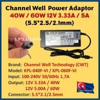 ราคา CWT ช่อง Well Power Adaptor 40W 60W 12V 3.33A 5A 5.5*2.1 มม.KPL-040F-VI KPL-060F-VI (42128724497)