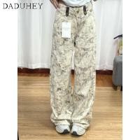 ราคา DaDuHey2026 American Retro Tie-Dye Printed Casual Oil Painting Wide-Leg Jeans Women's 2026 High Waist Loose Slim Fit Slimming Drooping Straight Pants (25785120698)