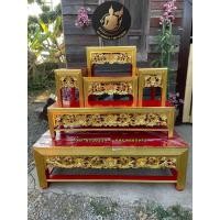 ราคา โต๊ะหมู่บูชาหมู่ 5 หน้า 10 โต๊ะหมู่บูชางานไม้สักแกะสลักขาหวายปิดทอง (25948252626)