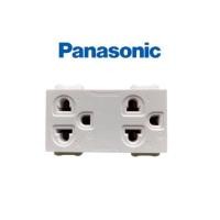 ราคา 1ชิ้น พานาโซนิค ปลั๊กกราวด์คู่ รุ่นใหม่ Panasonic weg15929 เต้ารับคู่ ขากลมแบนมีกราวด์ (16249633267)
