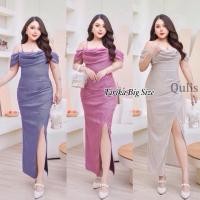ราคา 6สี ชุดราตรียาวคอถ่วง เดรสออกงาน เดรสราตรียาว เดรสไปงานแต่ง ผ้ากลิตเตอร์ เดรสกากเพชร แม็กซี่เดรส สาวอวบ คนอ้วน ไซส์ใหญ่ (29017409423)