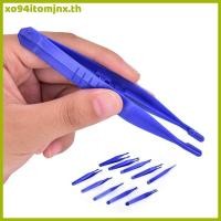 ราคา XOJ 10 ชิ้นทิ้งทางการแพทย์ First Aid Tweezer แหนบพลาสติกขนาดเล็ก Blue TH (52113806928)