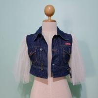 ราคา เสื้อครอปยีนส์แขนแต่งมุ้งมือสอง(CPS) (24935602367)