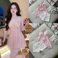 ราคา PN เดรสแขนกุดโทนสีชมพูพาสเทล ดีไซน์หวานละมุน โดดเด่นด้วยลูกไม้สีขาวบริเวณช่วงอกและชายกระโปรง (51413042491)