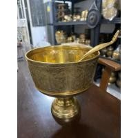 ราคา ขันพานทองเหลือง 7 นิ้ว ตอกลายหลับบัวโบราณ พร้อมทัพพี Pemium & Luxury (47811843804)