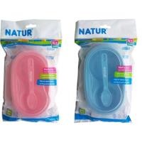 ราคา NATURเนเจอร์ชุดชามบดป้อนอาหารพร้อมช้อนมีฝาปิด(2สี ฟ้า,ชมพู) (11972404378)