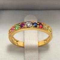 ราคา แหวนนพเก้าทองแท้เพชรพลอยแท้ฝังเพชรเม็ดกลาง (1874724679)