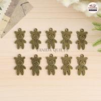 ราคา ตัวห้อยหัวซิป จี้ จำนวน 10 ชิ้น รูปตุ๊กตาลูกหมีผูกโบว์ Bow Teddy Bear โลหะสีทองเหลือง (รหัส diy0141) (24327769410)