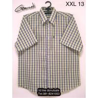 ราคา Garnet เสื้อเชิ้ต ผ้าcotton สีเหลืองแถบน้ำเงินSize XXL (726132183)