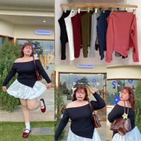 ราคา /NN/ เสื้อปาดไหล่สาวอวบ ชายเสื้อปาดเฉียง ผ้าร่องยืด ใส่สบาย #เสื้อผ้าไซส์ใหญ่ สาว อ้วน พลัสไซส์ (43200624647)