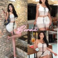 ราคา Boranชุดเซต2ชิ้นชุดเสื้อเกาะอก เสื้อเกาะอกลูกไม้+กระโปรงสั้นเอว (29119747229)