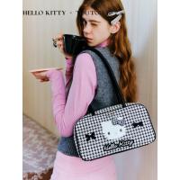 ราคา TOUTOU x HELLO KITTYกระเป๋าคิตตี้ ลายตารางขาวดำ ทรงบอสตัน houndstooth bowling bag crossbody (27779939067)