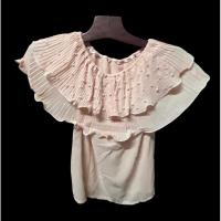 ราคา เสื้อปาดไหล่พลีส สีโอรส ผ้าชีฟอง มีปักมุกด้านหน้าสวยฟรุ้งฟริ้ง (4659036468)