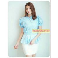 ราคา เสื้อลูกไม้คอจีน ทรงหยดน้ำแต่งกระดุม อก 36-38" (1669640581)