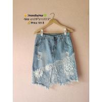 ราคา กระโปรงยีนส์แต่งชายลูกไม้ (27609860023)