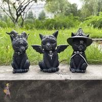ราคา YGBG Magic Devil Black Cat Gothic ลูกแมวตกแต่งเรซิ่นหัตถกรรมตกแต่งบ้านสําหรับปาร์ตี้ฮาโลวีนรูปปั้นสัตว์ (49364626469)