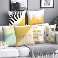 ราคา YELLOW CUSHION COVER PILLOW CASE SARUNG BANTAL MODERN GEOMETRIC PATTERN SOFA CUSHION (56509533487)
