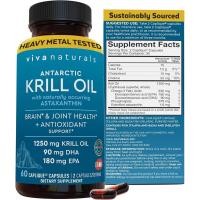 ราคา Viva Naturals Antarctic Krill Oil อาหารเสริม Omega 3 1250mg-DHA EPA Omega-3 Astaxanthin เข้มข้น, สุขภาพร่วม, ไม่มีปลา Burp-60 แคปซูลแคปซูลแคปซูลน้ํามันฟอสฟอรัส (27945234725)