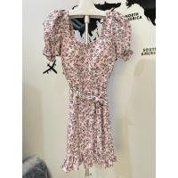 ราคา เดรสลายดอกสั้นสีชมพู ไซน์S,M เดรสสั้น เดรสมือสอง (28586917079)