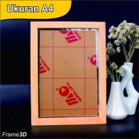 ราคา ขายส่ง!! กรอบรูปไม้ 3D/กรอบลอย/ขนาด A4 (21x30ซม.) โพรง 4ซม. + กระจกอะคริลิคกันแตก (STANDARD) (43528100352)