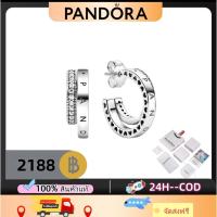 ราคา 【Pandora】ของแท้ 100% ส่งฟรี พร้อมส่งทันที เครื่องประดับหรูหรู -pavé-set double hoop earrings- ของขวัญสุดคุ้ม (27844788891)