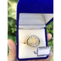 ราคา แหวน พลอยแท้ โอปอล Opal Silver Ring ตัวเรือนเงิน ชุบทอง (54010861543)