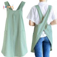 ราคา HARONG ผ้ากันเปื้อนไขว้หลังแขนกุดระบายอากาศผ้ากันเปื้อนทําอาหารอบ, สะดวกสีทึบผ้าฝ้ายผ้าลินินเสื้อผ้าทํางานอุปกรณ์ครัว (58113453819)