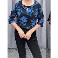 ราคา เสื้อผ้าไหมอิตาลี ลายดอก สีน้ำเงินดำ (4391726492)